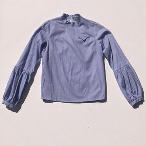 Greysn Puff Sleeve Mandarin Collar Blouse